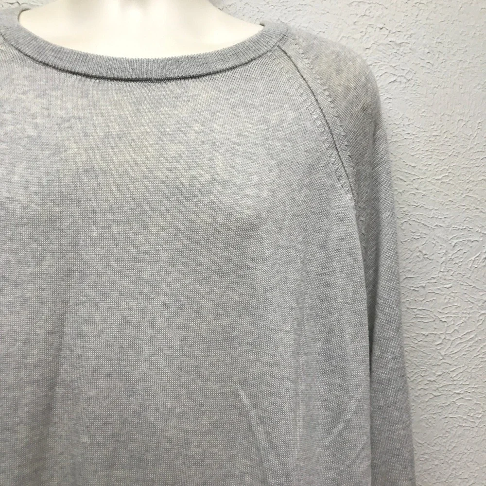 Banana Republic Sweater Mens XXL Gray Merino Wool Crewneck Raglan 404705-00 NWT